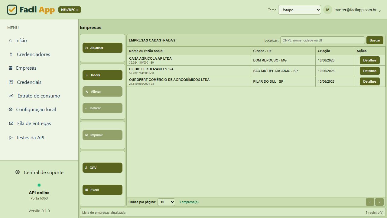 Credenciais de API