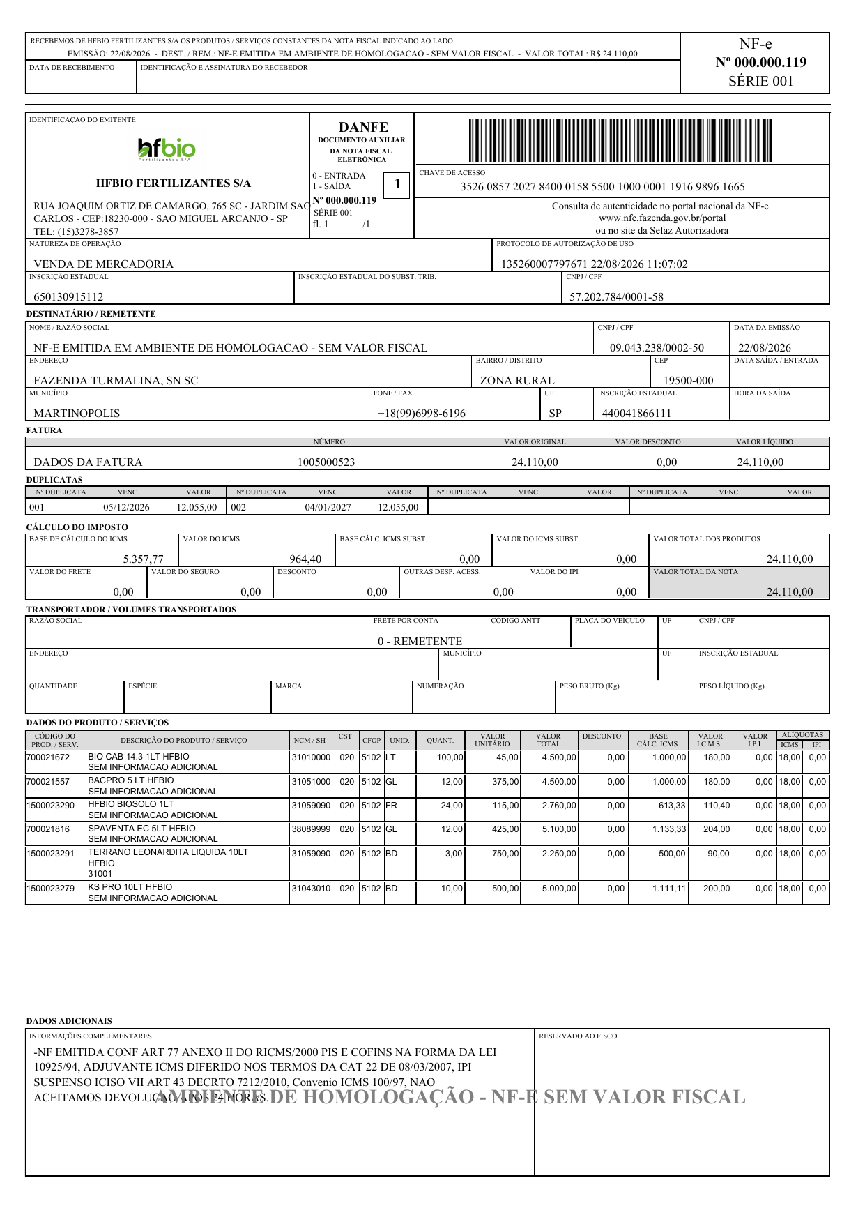 Módulo fiscal com emissão de documentos fiscais